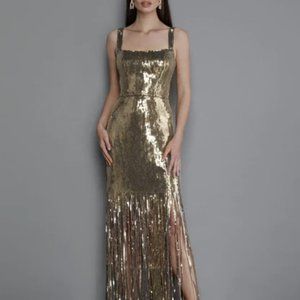 Bronx and Banco Cherie Maxi Dress in Metallic Gold